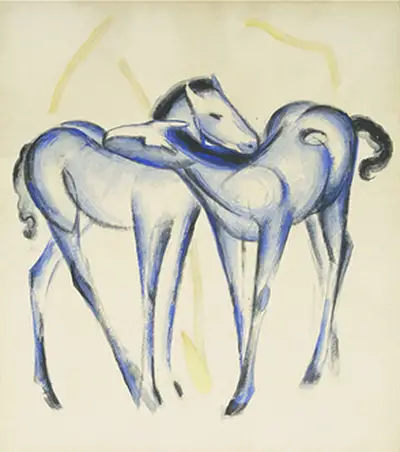 Two Blue Horses Sketch Franz Marc
